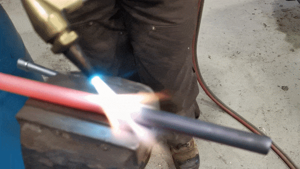 burning metal with welding torch